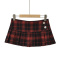 sexy non-stretch low-waist lattice printing with lined mini skirt_Red