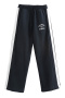 casual non-stretch letter printing high-waist drawstring loose pants_Rose Red_Dark Blue