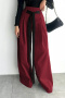 s-2xl stylish non stretch lace-up high waist wide leg pants_Black_Gray_Dark Gray_Rose Red