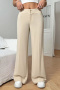 s-2xl stylish slight stretch pure color loose wide leg pants_Black_Gray_Rose Red_Dark Green_Beige