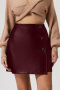 new stylish no-stretch patchwork pu solid color all-match mini skirts_Black_Rose Red