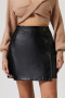 new stylish no-stretch patchwork pu solid color all-match mini skirts_Black