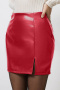 new no-stretch 3-color patchwork pu slit high-waist mini skirts_Black_Red