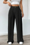 s-2xl stylish non stretch pure color loose high waist linen pants_Black