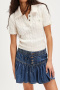 casual non-stretch denim high-waist pleated mini skirt_Sky Blue_Dark Blue