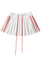 stylish contrast color non-stretch zip-up pleated a-lined skirt size run small_Black_Red