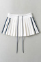 stylish contrast color non-stretch zip-up pleated a-lined skirt size run small_Black