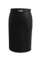 casual non-stretch 3 colors pu with belt midi skirt_Black