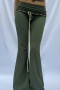 stylish slight stretch eyelet lace-up micro flared pants_Black_Dark Green