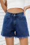 casual plus size non-stretch solid color mid waist all-match denim shorts_Black_Sky Blue_Dark Blue