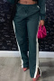 new stylish contrast patchwork 3-color lace-up wide-leg pants_Black_Red_Dark Green