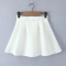 casual non-stretch solid color bow-decorated mini skirt with lining_Black_White