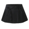 preppy non-stretch solid color pleated mini skirt with lining size run small_Black