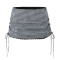 casual non-stretch slim fit plaid print drawstring mini skirt_Black