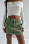 new slight stretch 6-color patchwork denim pockets mini skirts_Pink_Light Green