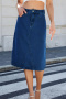 casual plus size non-stretch simple solid color slit denim midi skirt_Black_Blue_Dark Blue