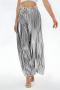 stylish plus size slight stretch 3 colors high waist pleated wide-leg pants_Black_Gold_Silver