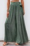 bohemian style non-stretch geometric printing 3 colors lace-up wide-leg pants_Pink_Yellow_Green