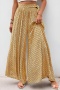 bohemian style non-stretch geometric printing 3 colors lace-up wide-leg pants_Pink_Yellow