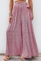 bohemian style non-stretch geometric printing 3 colors lace-up wide-leg pants_Pink