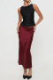 new slight stretch patchwork lace & satin high-waist maxi skirts_Black_Rose Red