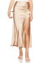 stylish slight stretch 5-color satin high-waist slit maxi skirts_Black_Dark Green_Beige_Brown_Champagne