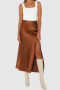 stylish slight stretch 5-color satin high-waist slit maxi skirts_Black_Dark Green_Beige_Brown