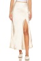 stylish slight stretch 5-color satin high-waist slit maxi skirts_Black_Dark Green_Beige
