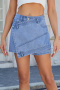 new plus-size non-stretch patchwork 3-color pockets washed denim skorts_Black_Sky Blue