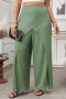 casual plus size non-stretch solid color high waist wide-leg pants_Black_Green