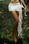 sexy slight stretch mesh solid color high-waist skirt_White