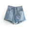 new slight stretch patchwork polyester pockets holes denim shorts_Black_White_Gray_Sky Blue