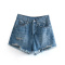 new slight stretch patchwork polyester pockets holes denim shorts_Black_White_Gray_Sky Blue_Dark Blue