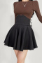 casual slight stretch 5 colors solid color high-waist mini skirt(size run small)_Black