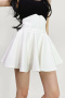 casual slight stretch 5 colors solid color high-waist mini skirt(size run small)_Black_White