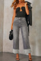 stylish plus-size medium stretch patchwork 3-color high-waist straight-leg jeans_Gray