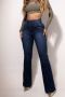 new plus-size medium stretch 3-color high-waist jeans_Black_Sky Blue_Dark Blue