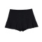 casual slight stretch solid color lapel mini skirt(size run small)_Black