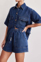 new plus-size non-stretch patchwork solid color wide-leg denim shorts_Sky Blue_Dark Blue