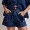 new plus-size non-stretch denim pockets high-waist shorts_Black_Dark Gray_Sky Blue_Dark Blue