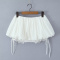 casual non-stretch solid color pleated with lined mini skirt_Black_White