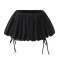 casual non-stretch solid color pleated with lined mini skirt_Black