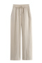 casual non-stretch high-waist solid color drawstring loose pants_Black_White_Dark Blue_Beige