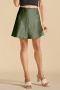s-xl stylish slight stretch patchwork satin high-waist mini skirts_Black_Dark Green