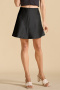 s-xl stylish slight stretch patchwork satin high-waist mini skirts_Black