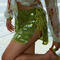 sexy slight stretch sequin decor lace-up mini skirt(new added colors)_Black_Pink_Red_Magenta_Yellow_Aqua Green_Green