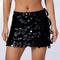 sexy slight stretch sequin decor lace-up mini skirt(new added colors)_Black