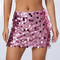 sexy slight stretch sequin decor lace-up mini skirt(new added colors)_Black_Pink