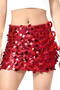 sexy slight stretch sequin decor lace-up mini skirt(new added colors)_Black_Pink_Red