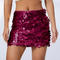 sexy slight stretch sequin decor lace-up mini skirt(new added colors)_Black_Pink_Red_Magenta